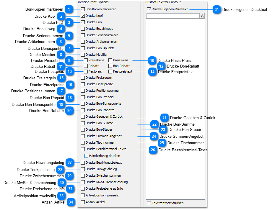 Druck Optionen