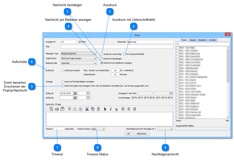 PopUp & Alarm Nachrichten